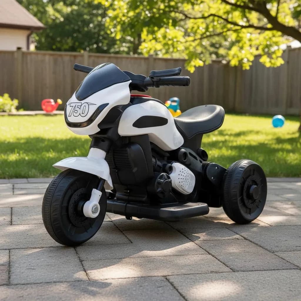 Moto Elétrica Infantil 6V Branca Mini Moto Bateria Luz Som Passeio Criança Segura