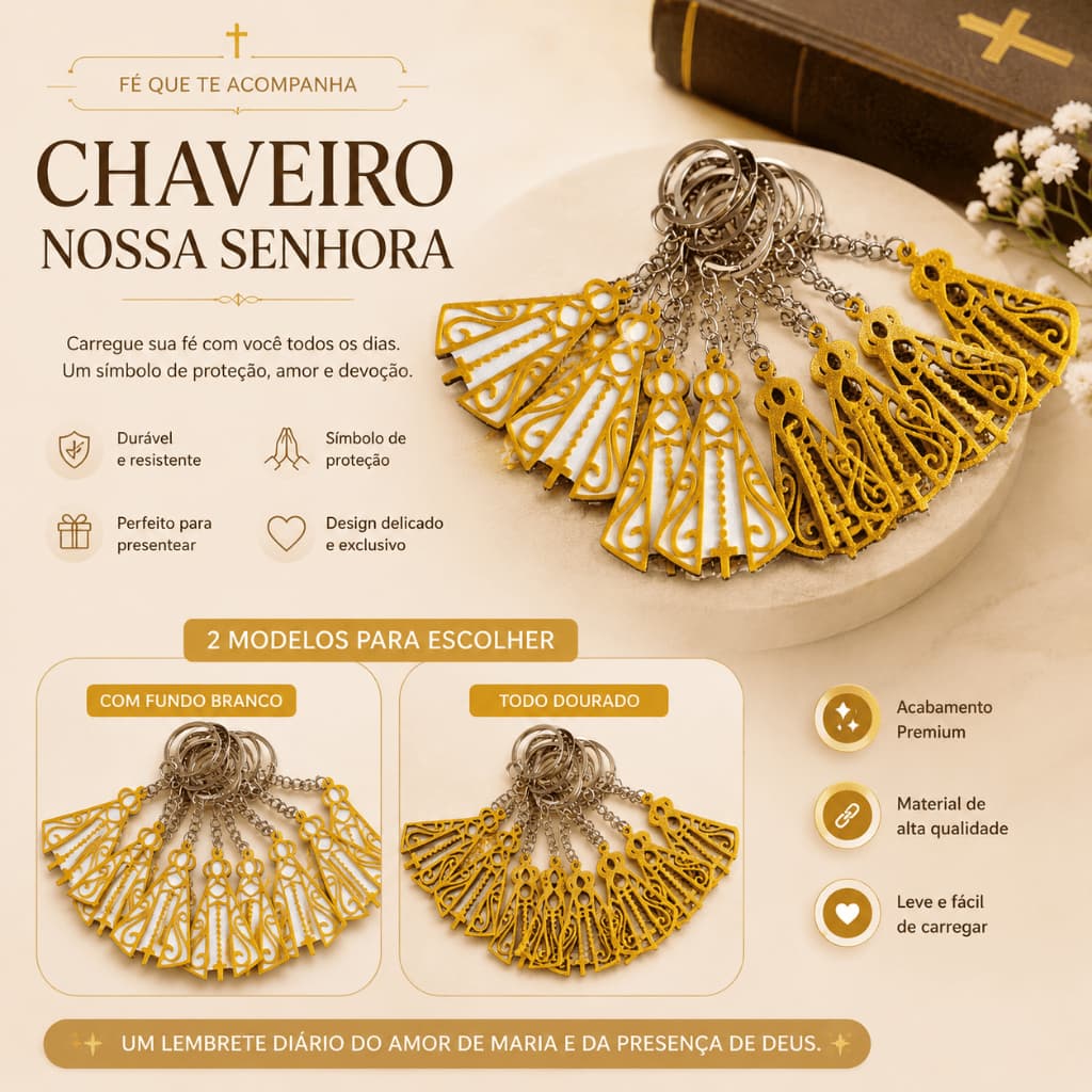 Kit Com 10 Unidades De Chaveiro Nossa Senhora Religioso 3D