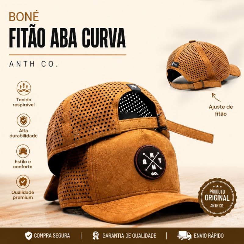 Boné Anth Co. Fitão Aba Curva  Strapback Estilo TRUCKER