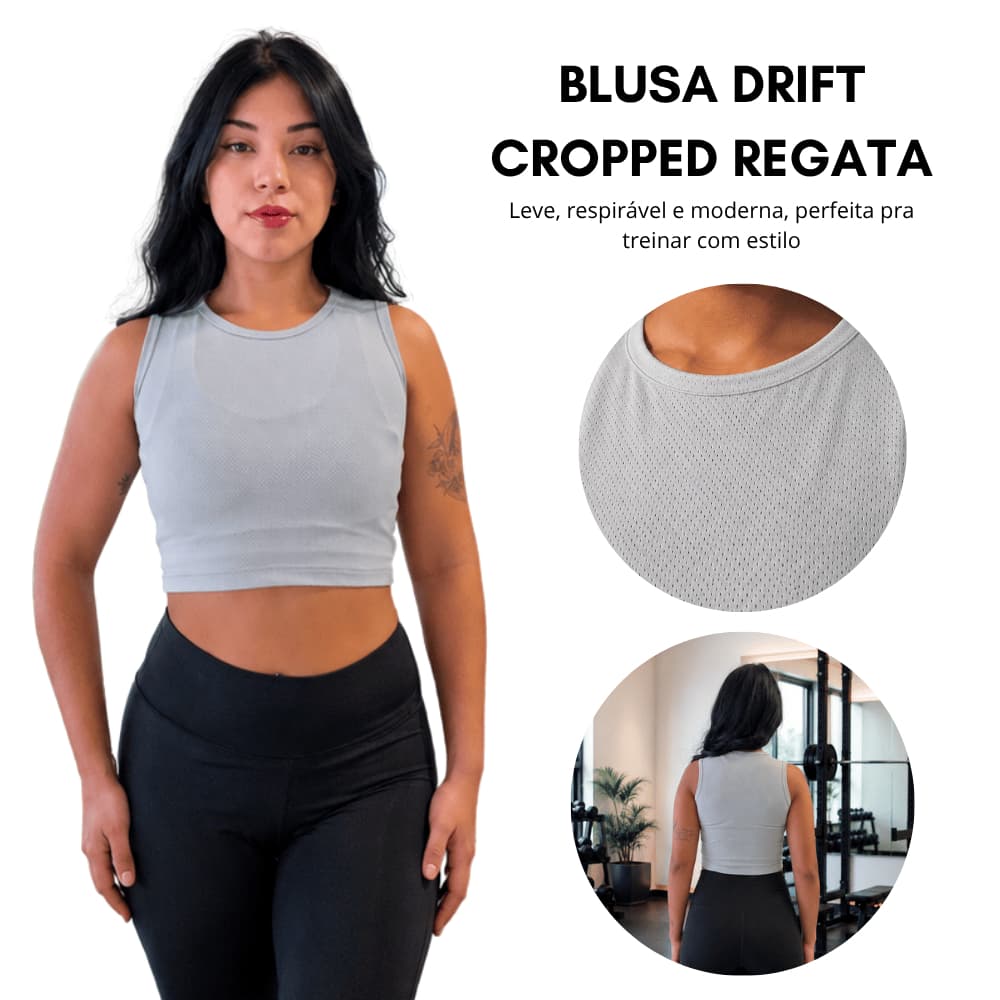 Cropped Regata Poliamida Dry roupa Academia Feminina promoção look fittnes treino sobreposição