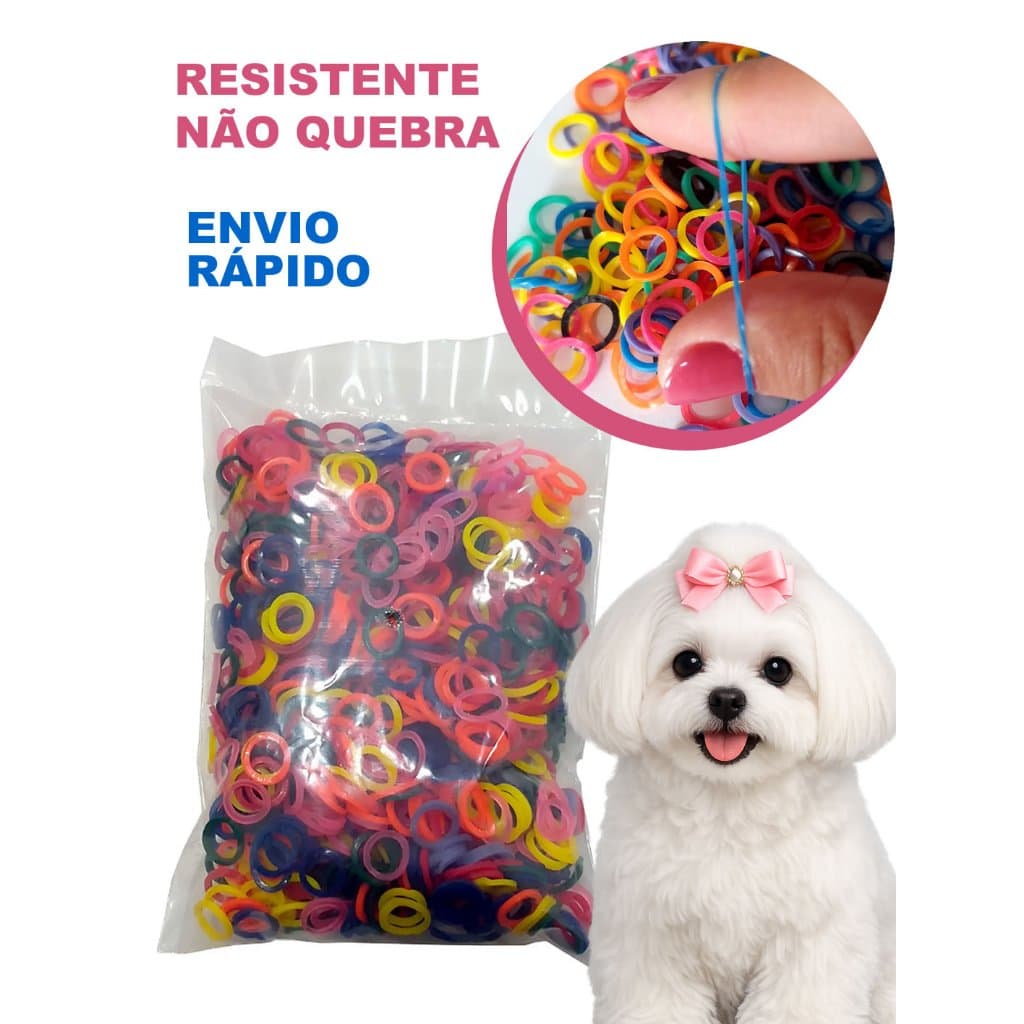 Elástico Latex 5/16" Força Média  Pacote 1000 Un Pet Banho E Tosa Penteado Colorido