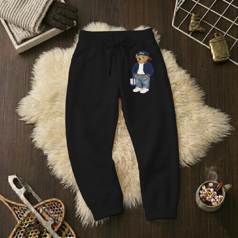 Calças Infantil Jogger Moletom Estampada Deolane Urso Punho Flanelado Wide Leg Tamanho 6 16