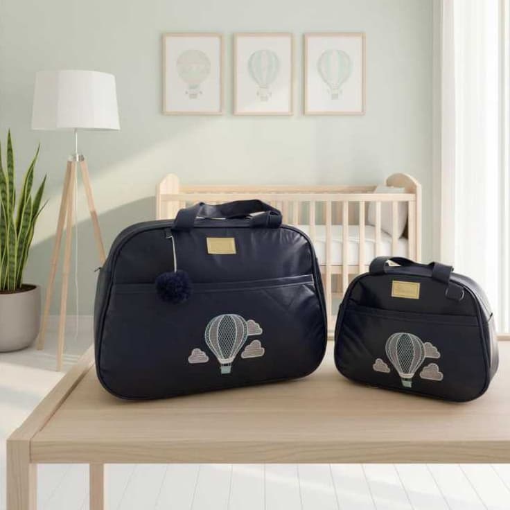 Kit Bolsa Materinade Mala Luxo Para Bebê balão 2 Peças Térmica Impermeável J.B