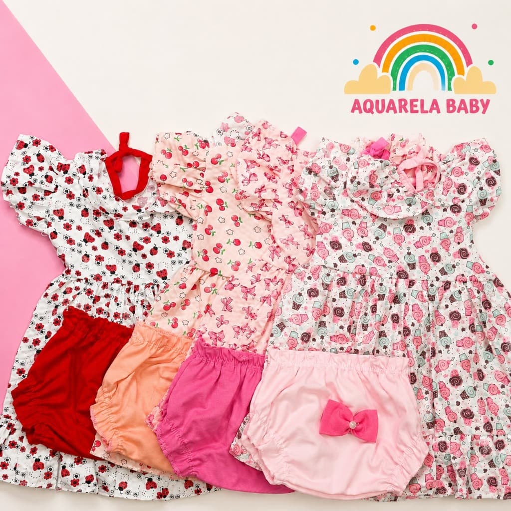 Roupa Infantil Menina Kit 3 Peças Conjunto Feminino Criança Pronta Entrega 0 a 4 Meses Sortidas