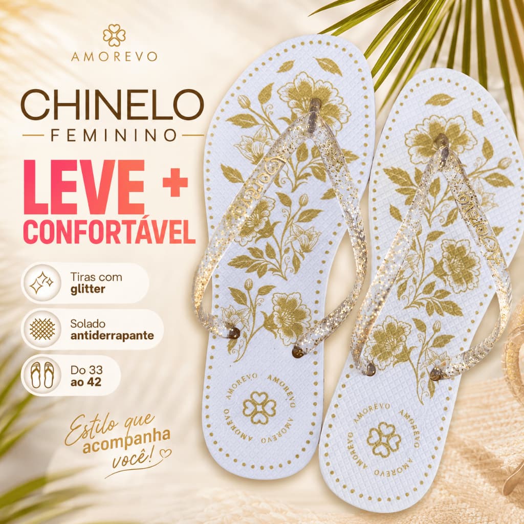 Chinelo Feminino Amorevo Estampado Confortável Leve Macio Antiderrapante Dia a Dia Praia 33 ao 42