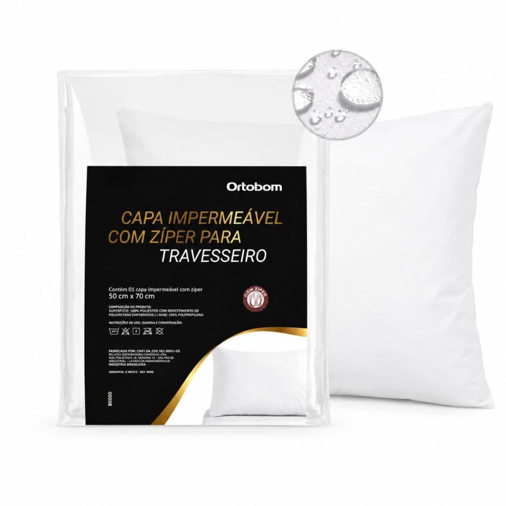 Kit Capa de Travesseiro Impermeável Ortobom com Zíper 50x70cm
