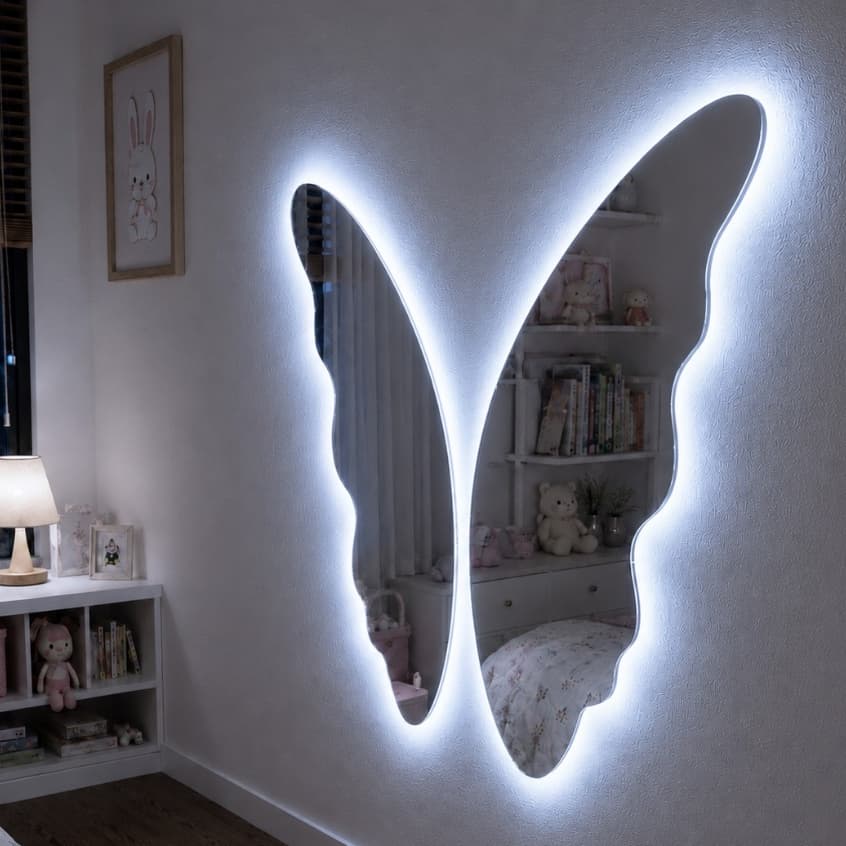 Espelho Borboleta Led Acabamento Premium 105x92cm