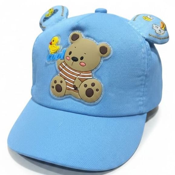 Boné Americano Infantil Ursinho com Patinho com Ajuste e Orelhinha Para Bebês Crianças Várias Cores