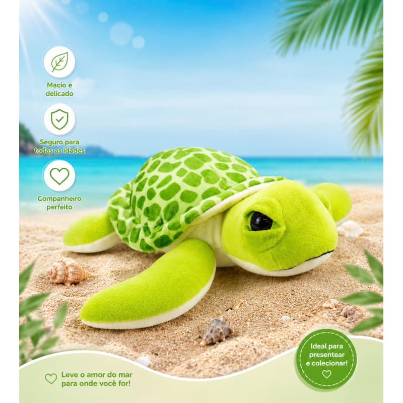Pelúcia Tartaruga Marinha 21cm – Macia, Fofa e Perfeita para Presentear Alta Qualidade Envio Imediato