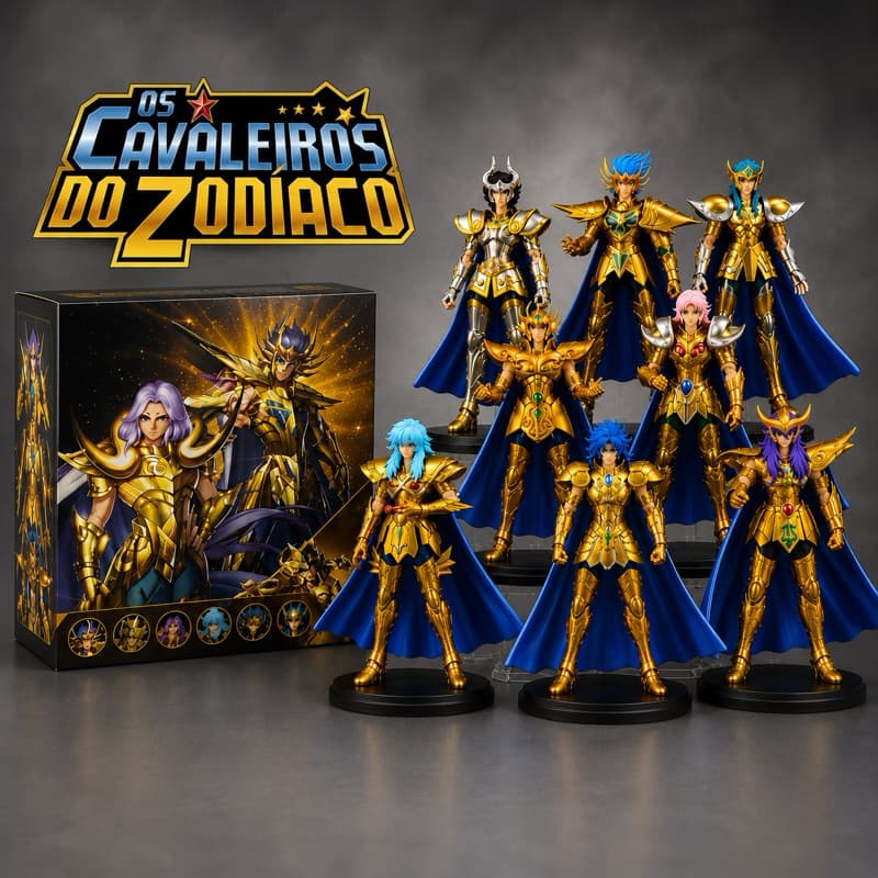 Action Figure Cavaleiros de Ouro Colecionaveis com Caixa