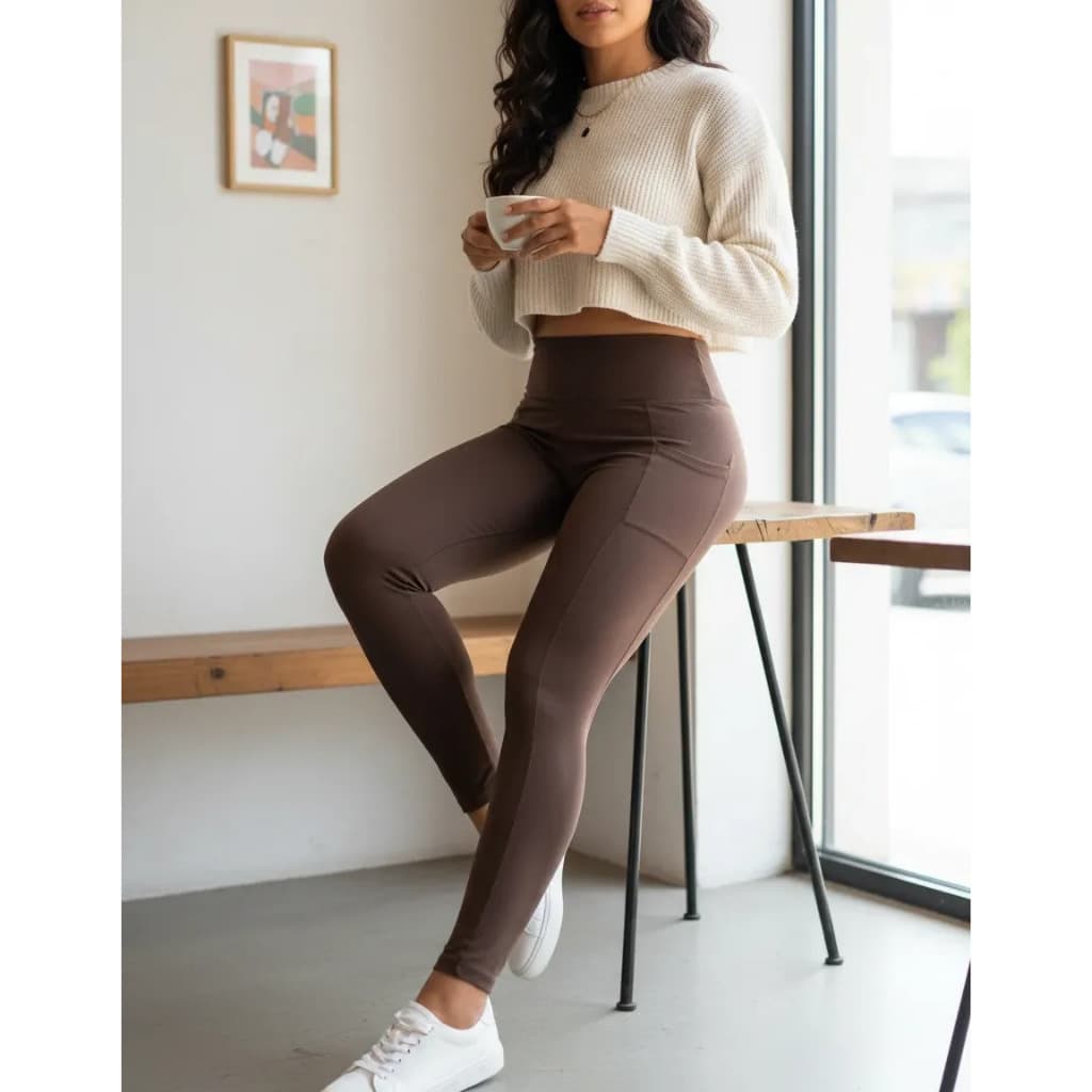 Calça Legging Montaria Flanelada Cintura Alta com Bolso Zero Transparencia PLUS M AO G1