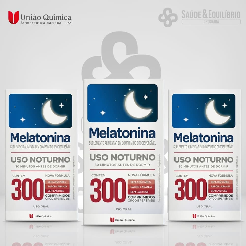 Melatonina União Química Para Dormir Orodispersível Noturno Noite Adulto 300 Comprimidos