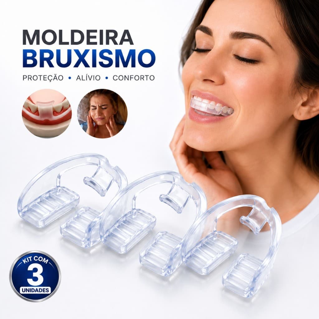 Kit 3 Moldeira Bruxismo Protetor Bucal Ranger Dentes Ronco Silicone Livre de BPA Polímero moldável