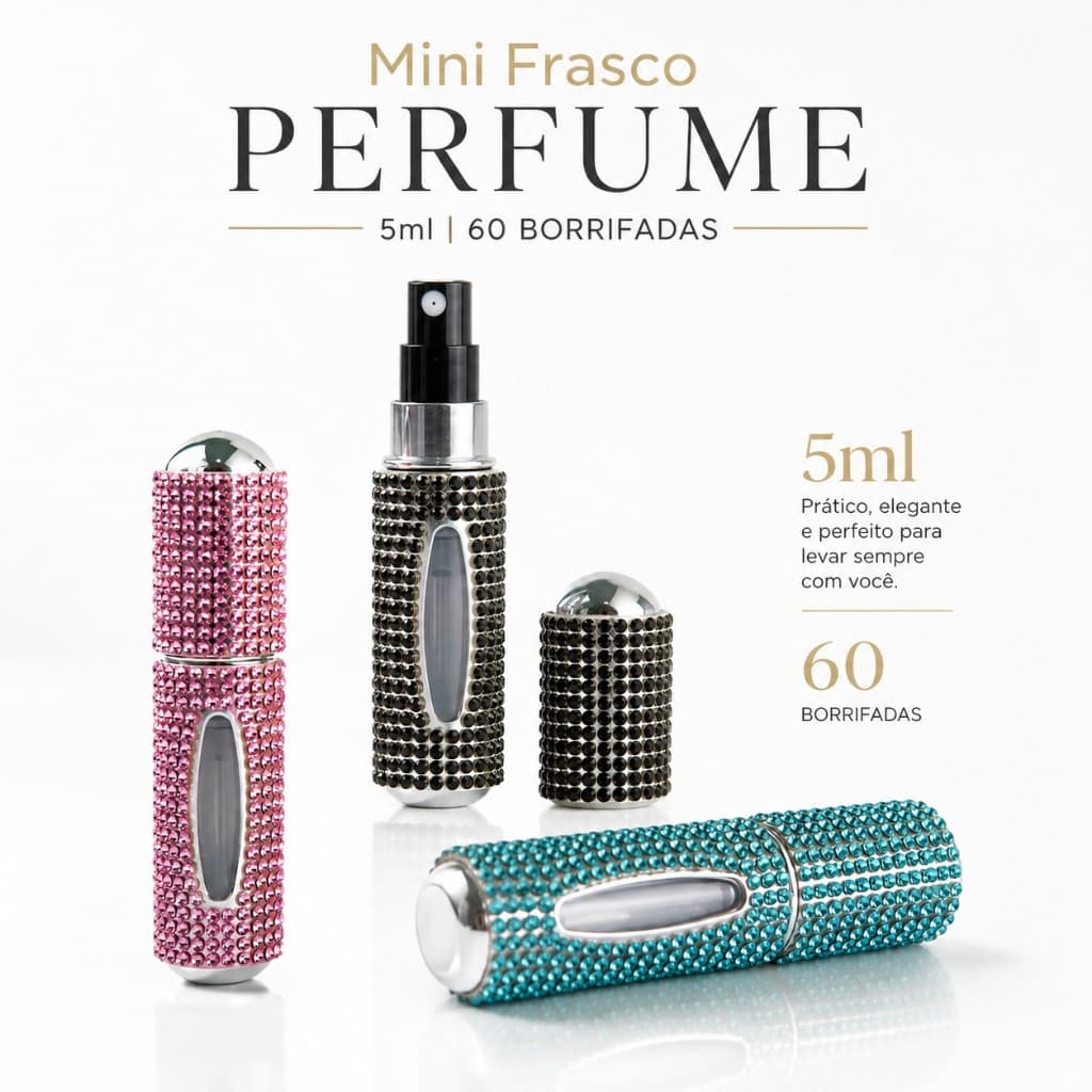 Mini Frasco Perfume Strass 5ml Portátil Viagem Recarregável refil spray bolsa Presente Prático