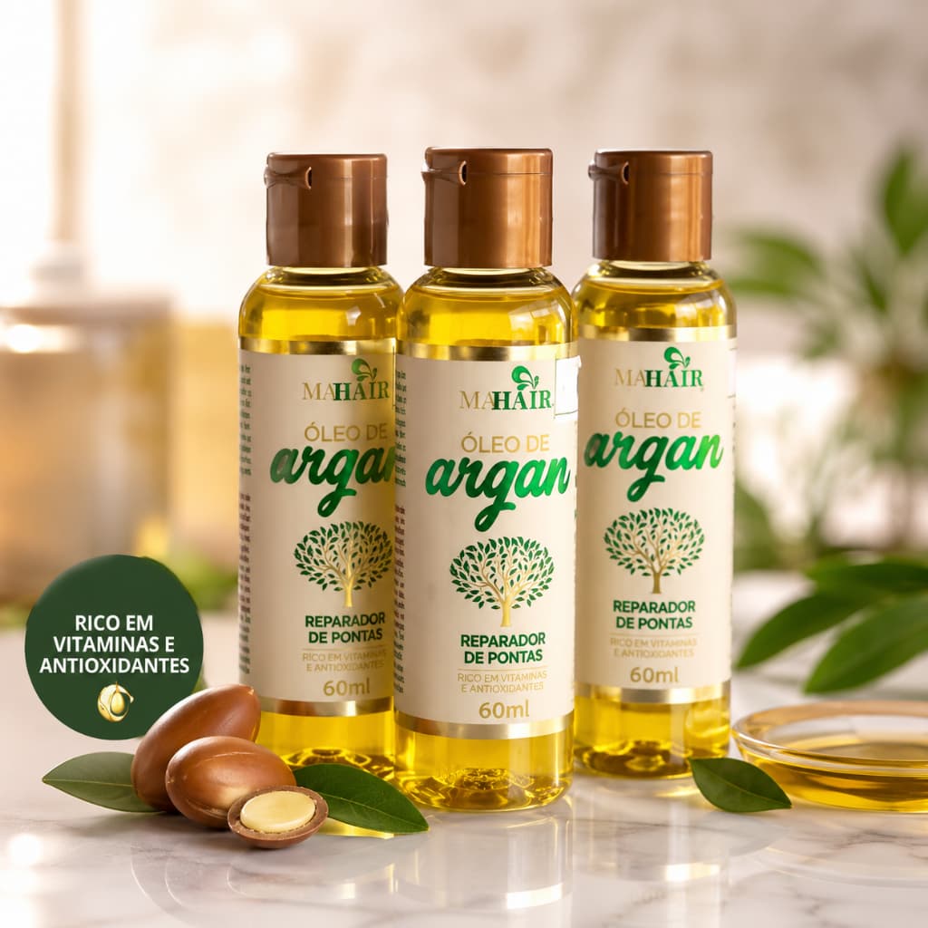 Kit 3 Óleo De Argan Reparador De Pontas Mahair