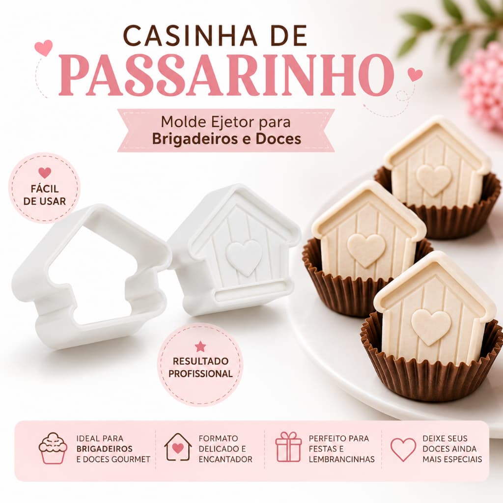 Molde ejetor casa de passáro para brigadeiros e doces