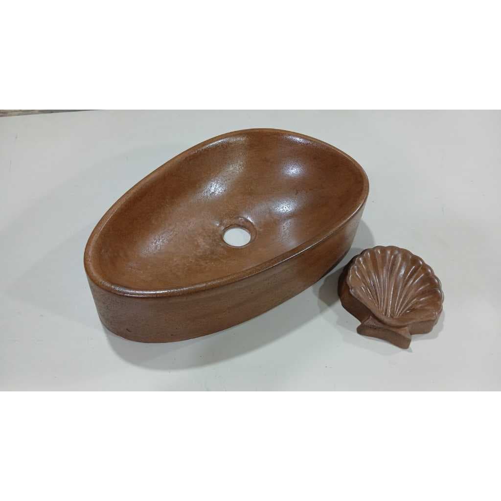 Cuba de concreto + saboneteira artesanal para banheiro lavabo áreas externas sustentável