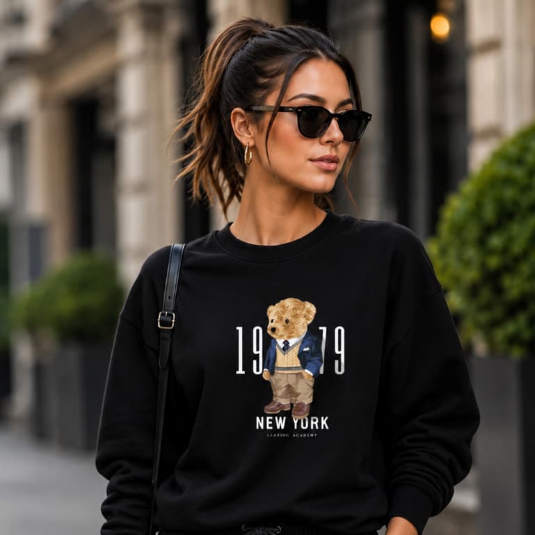 Blusa De Frio Feminina Moletom Urso Fofo Moletom 100% Algodão Macio Inverno