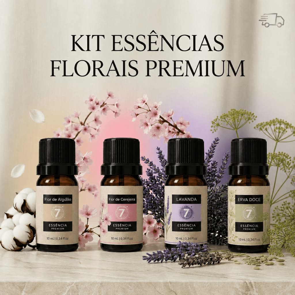 Kit Essências Florais Premium p/ Vela/ Aromatizador/ Difusor/ Sabonete/ e Home Spray - Concentrado