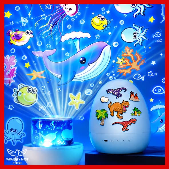 Projetor Luminária De Ovo De Dinossauro 6 Slides LED Giratória Luz Noturna Para Quarto Infantil
