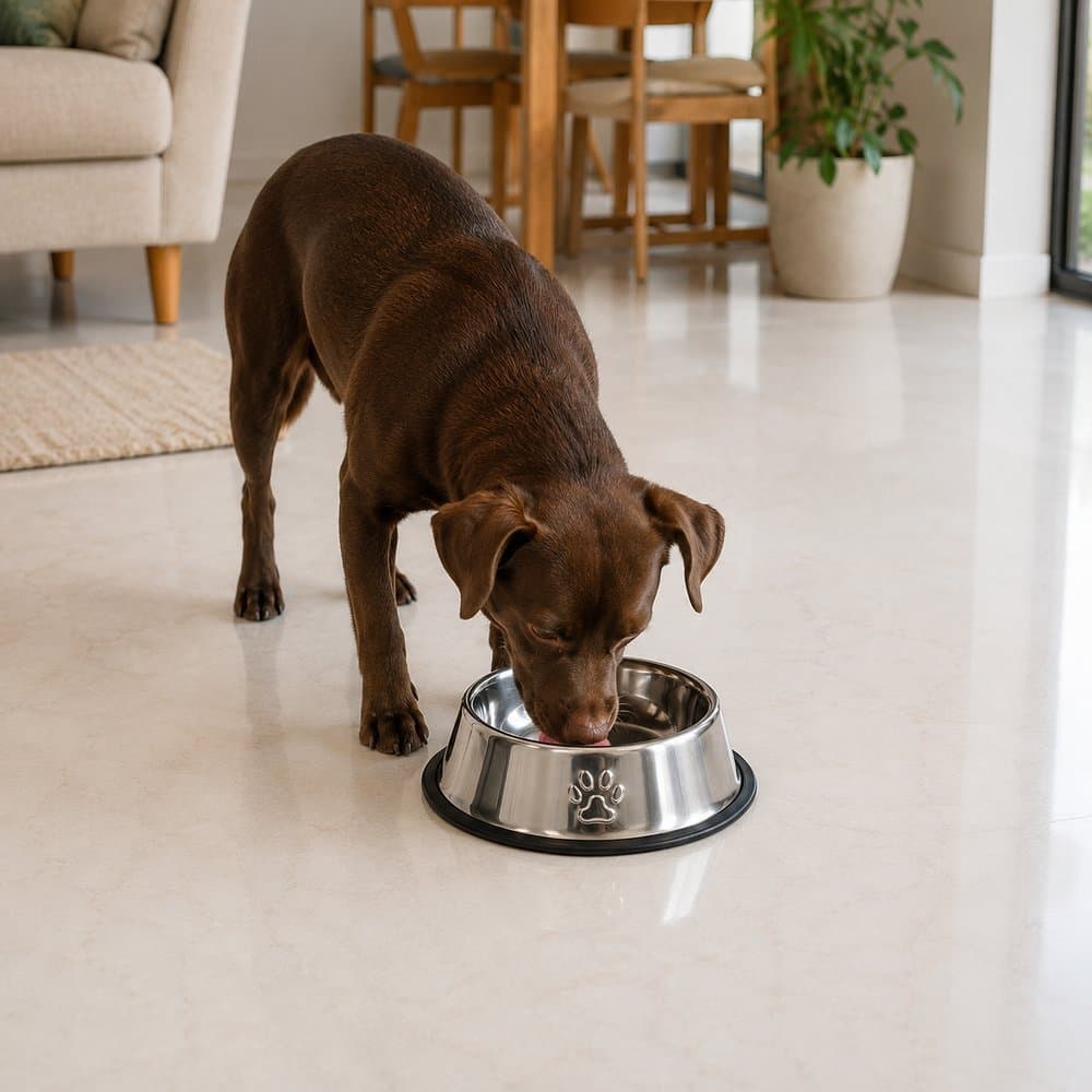 Comedouro Bebedouro Médio Antiderrapante Tigela Vasilha Pote Redondo Para Cachorro e Gato 22cm - Inox
