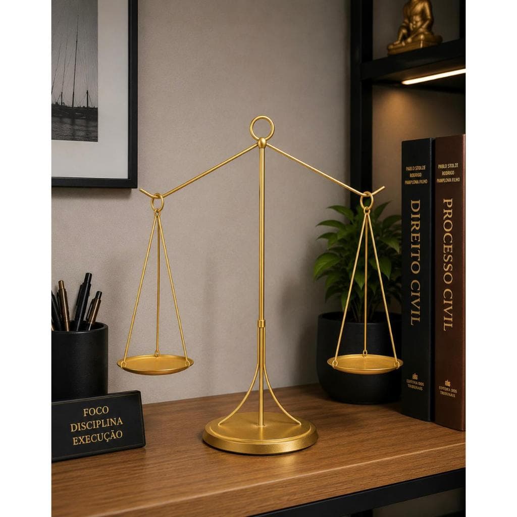 Escultura Balança Justiça Direito Estátua Decorativa Para Sala Escritório