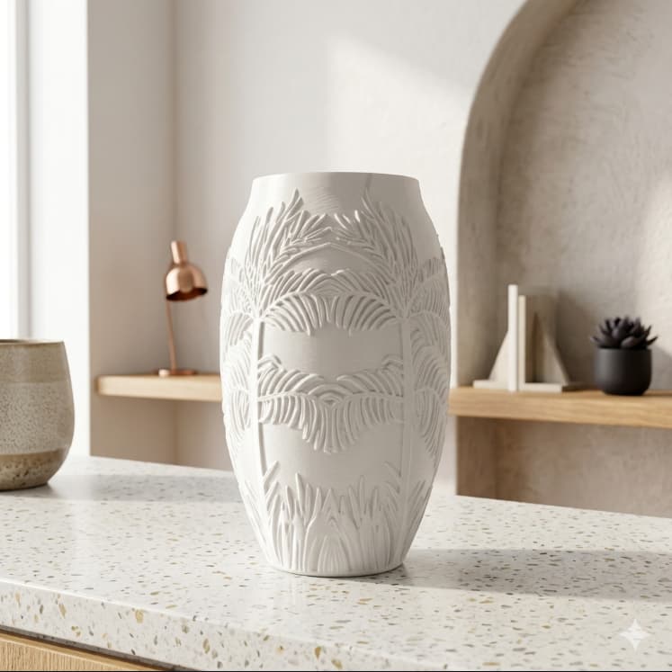 Vaso Decorativo Sand Palms 18 cm – Decoração Para Sala, Quarto, Escritório - Estilo Boho Natural 3D