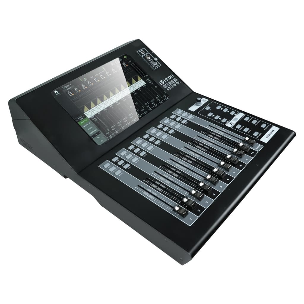 VEDO Mesa de Som Digital 20 Canais 16 Gravação Multipista Tela sensível ao toque de 10" 2 FX Bluetooth/USB/óptica