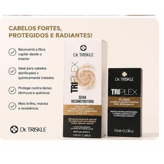Dr. Triskle Triplex Seiva Reconstrutora 100ml + Fluído Protetor 10ml | Reconstrução Capilar Profissional