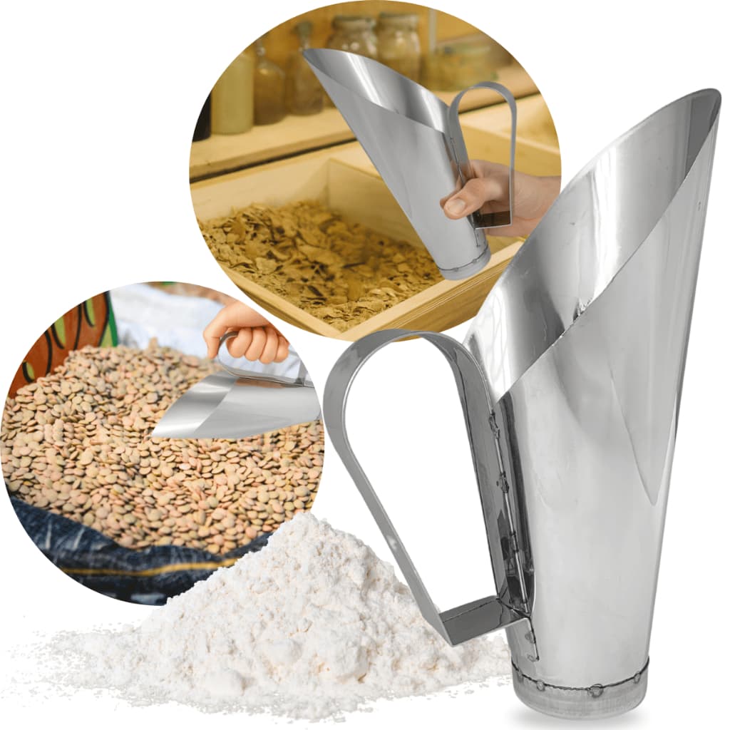 Concha Para Cereais Inox 30 Gr Medidor Inteiro Aço Inox Pegador Ração Alimentos Naturais Fast Food