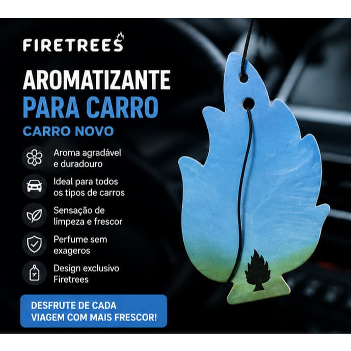 Aromatizante para Carro Firetrees Carro Novo | Odorizador Automotivo Longa Duração