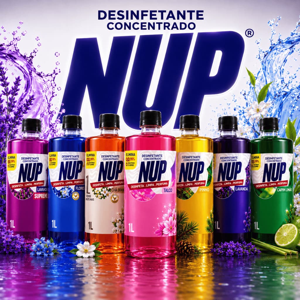 Limpador Perfumado Concentrado NUP 1L Rende Até 50L 7 Fragrâncias