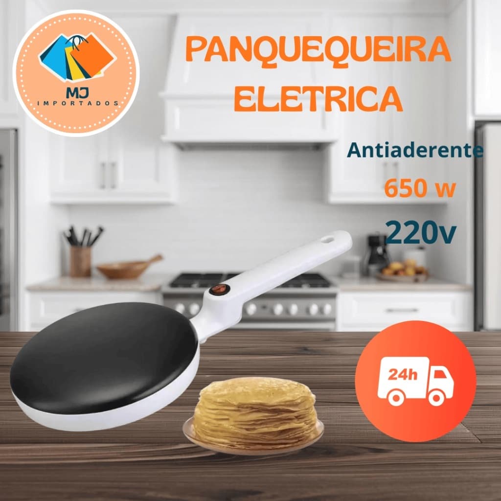 Panquequeira Elétrica 650W Antiaderente 220V – Prática, Rápida e Perfeita para Panquecas!