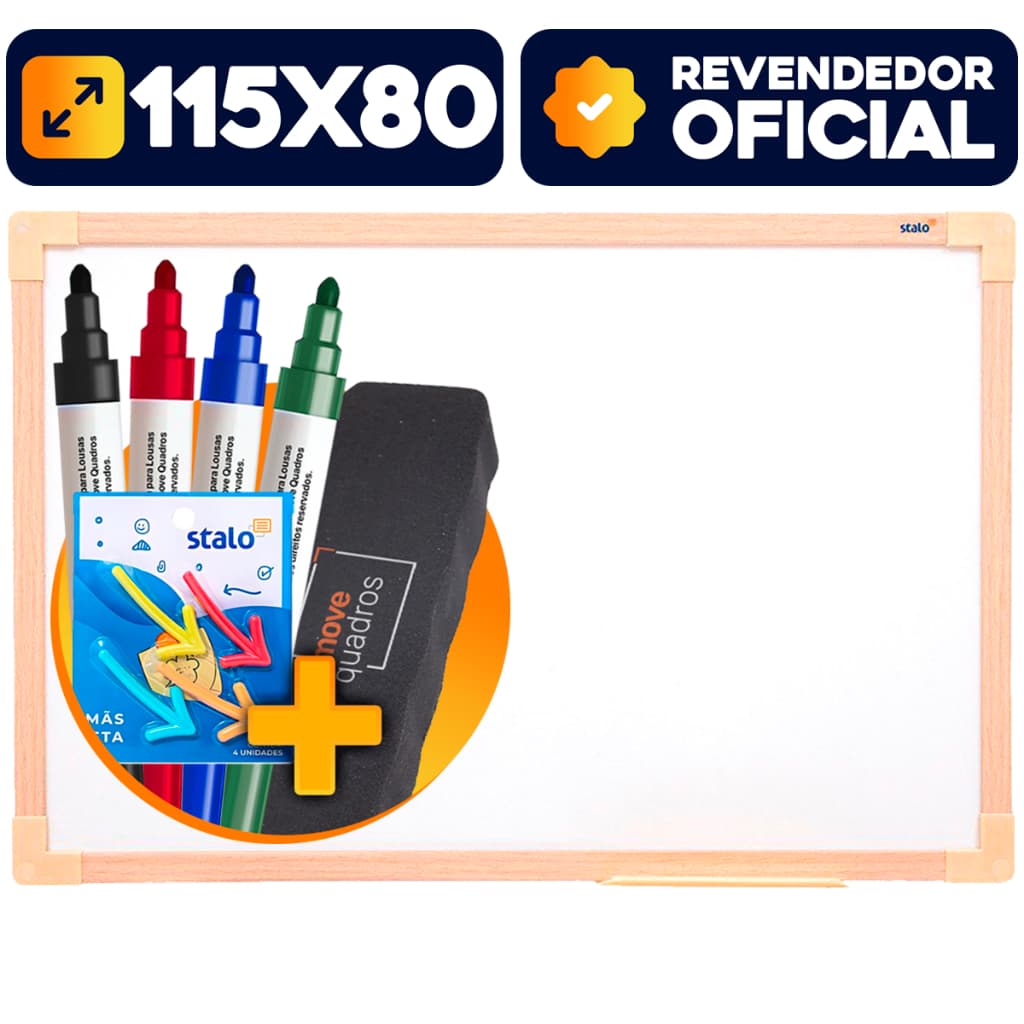 Lousa Branca 120x90 Magnética Madeira Quadro Branco Painel Fotos Com Kit Anotação + Imãs Setas