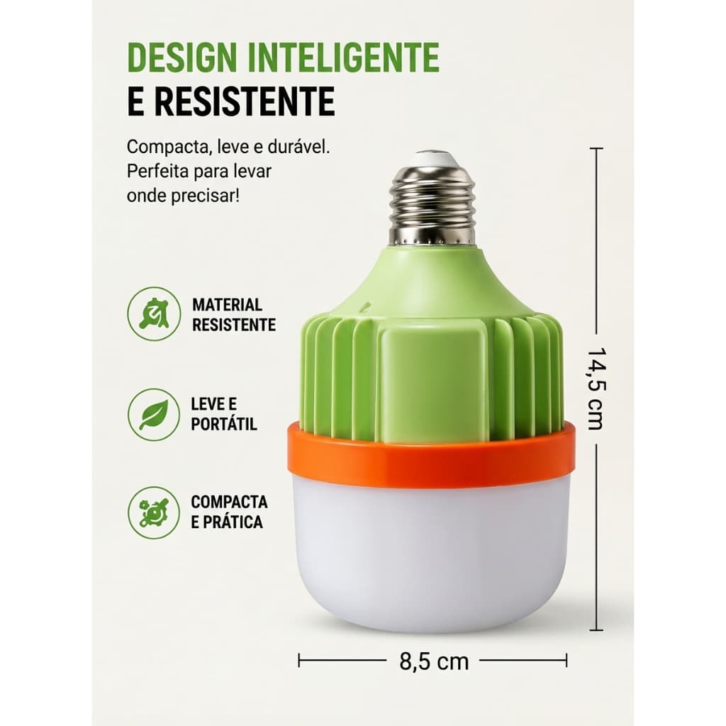 Lâmpada LED Recarregável Emergência Bivolt Camping Portátil COD XK-3825