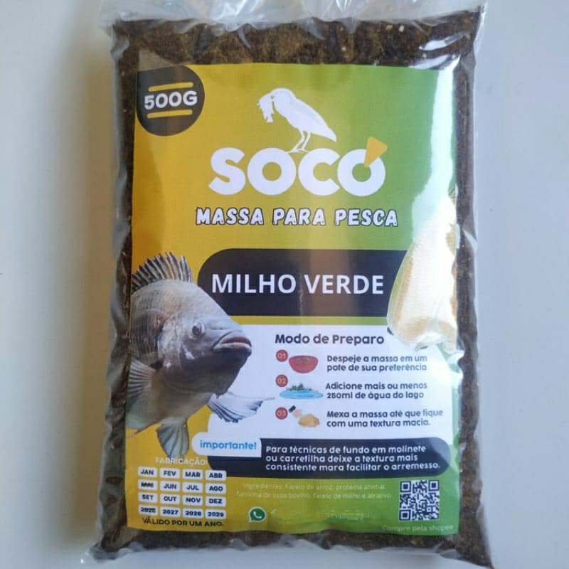 Massa para Tilápia Milho Verde com milho em quirela, 500g Socó