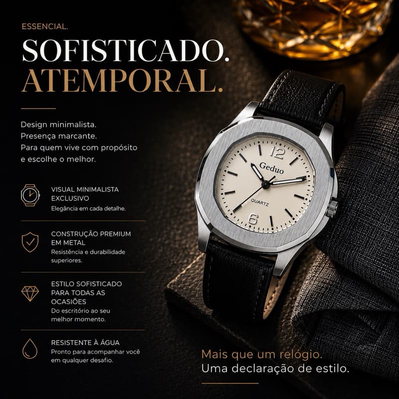 Relógio Geduo Quartz - Design Clássico e Elegância Atemporal