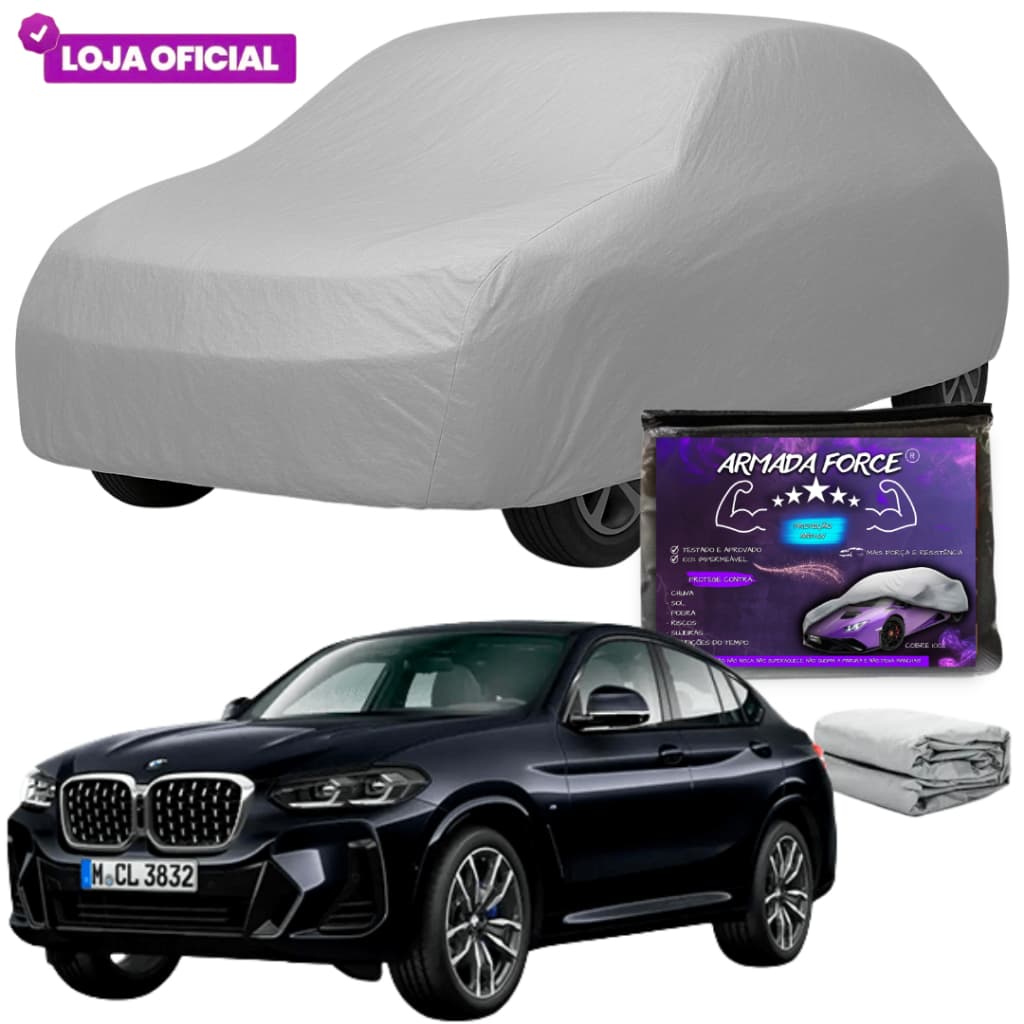 Capa Cobrir Carro BMW X4 ARMADA FORCE Forrada100% Impermeável Protege Sol Chuva Poeira Anti-UV