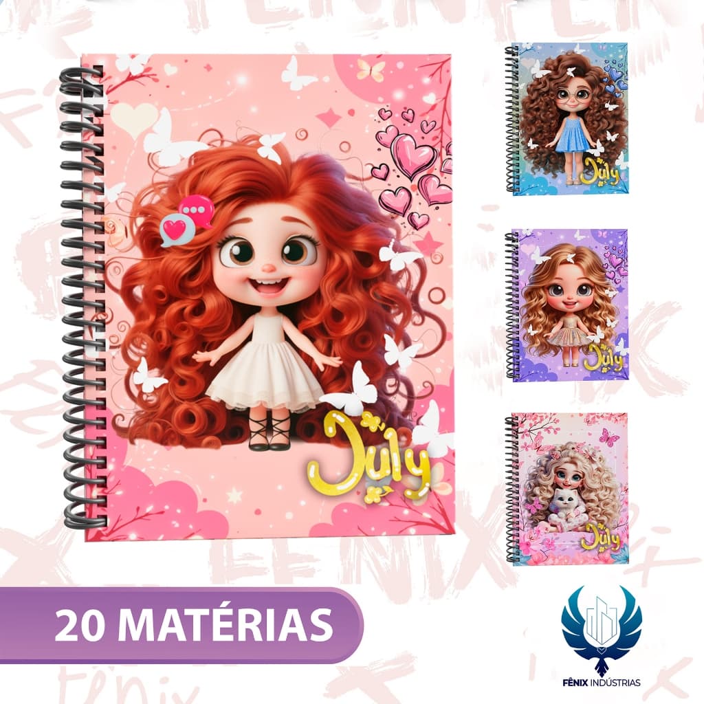 Caderno Universitário Capa Dura July Decorado – Versátil e Estiloso! ✨
