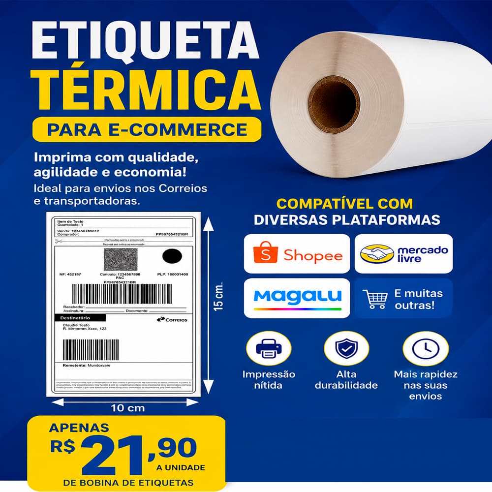 Etiqueta Termica Vendas Ecommerce marketplace unidade