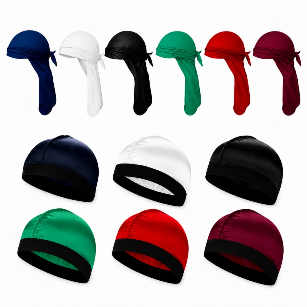 Kit Durag + Wave Cap 360 Waves Penteado HipHop Masculino Dureg Touca Waves Trap Rap Estilo