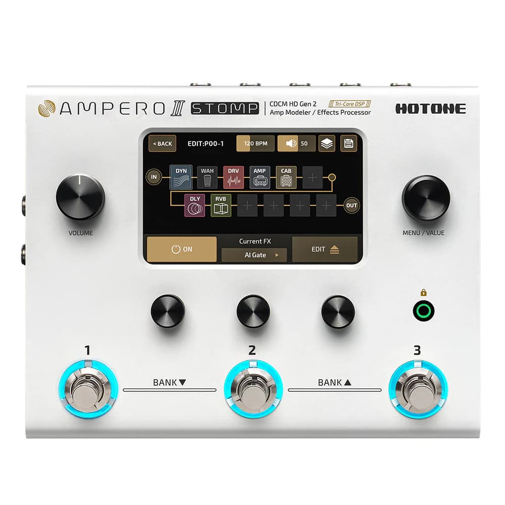 HOTONE Ampero 2 Stomp MP-300 NAM A2 Nativo Modelador Multi-efeitos e IR Loader para Guitarra Baixo e Violão