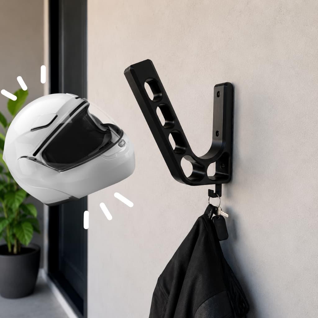 Suporte de Parede para Capacete + Jaqueta e Chaves Resistente