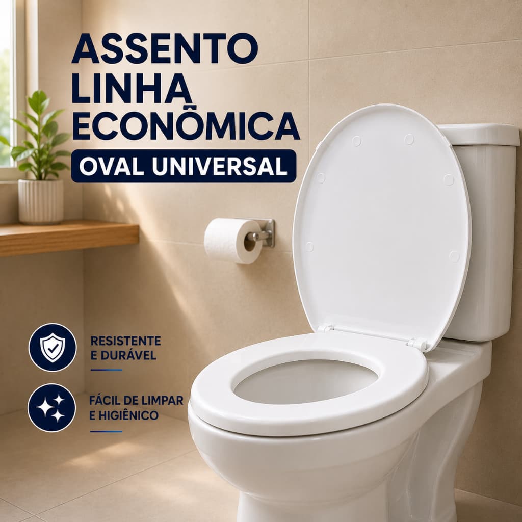 Assento Sanitário Oval Universal Com Fixadores Reforçados