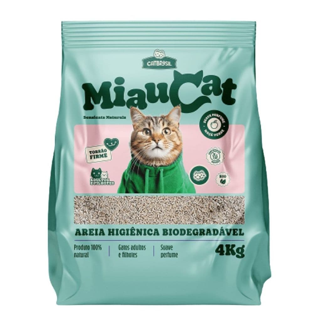 Areia para Gato Miau Cat 4kg Perfumada Alta Absorção Controle de Odores