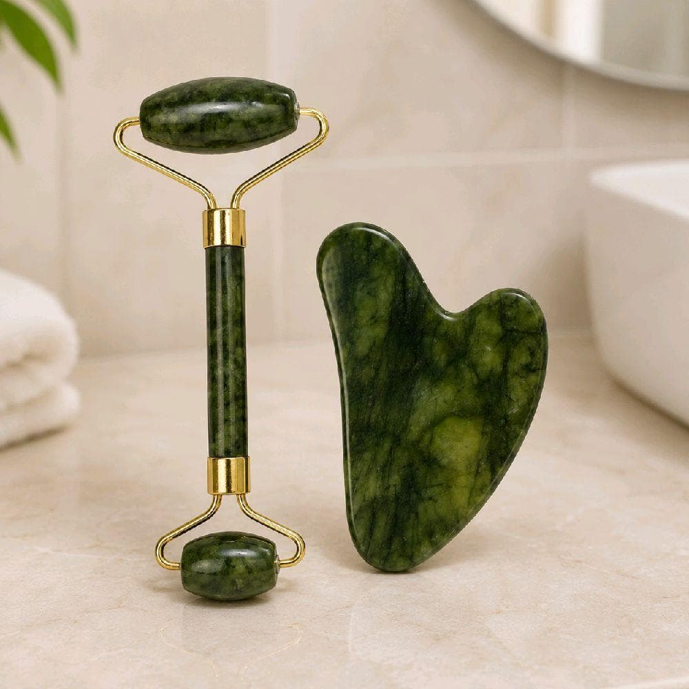 Rolo Pedra de Jade para Massagem Facial - Retarda Envelhecimento e Promove Circulação Sanguínea