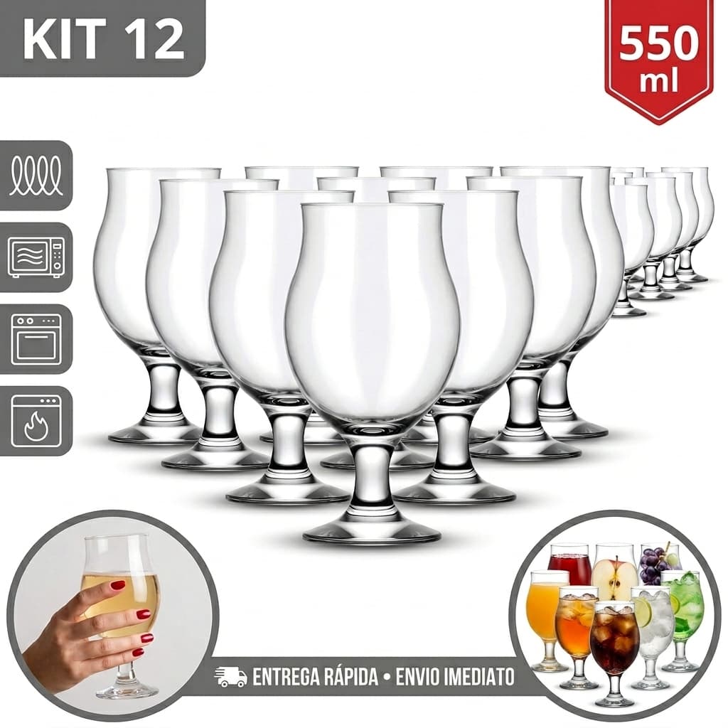 Kit Jogo de 12 peças para Cerveja Denver Nadir 550ml A Pronta Entrega