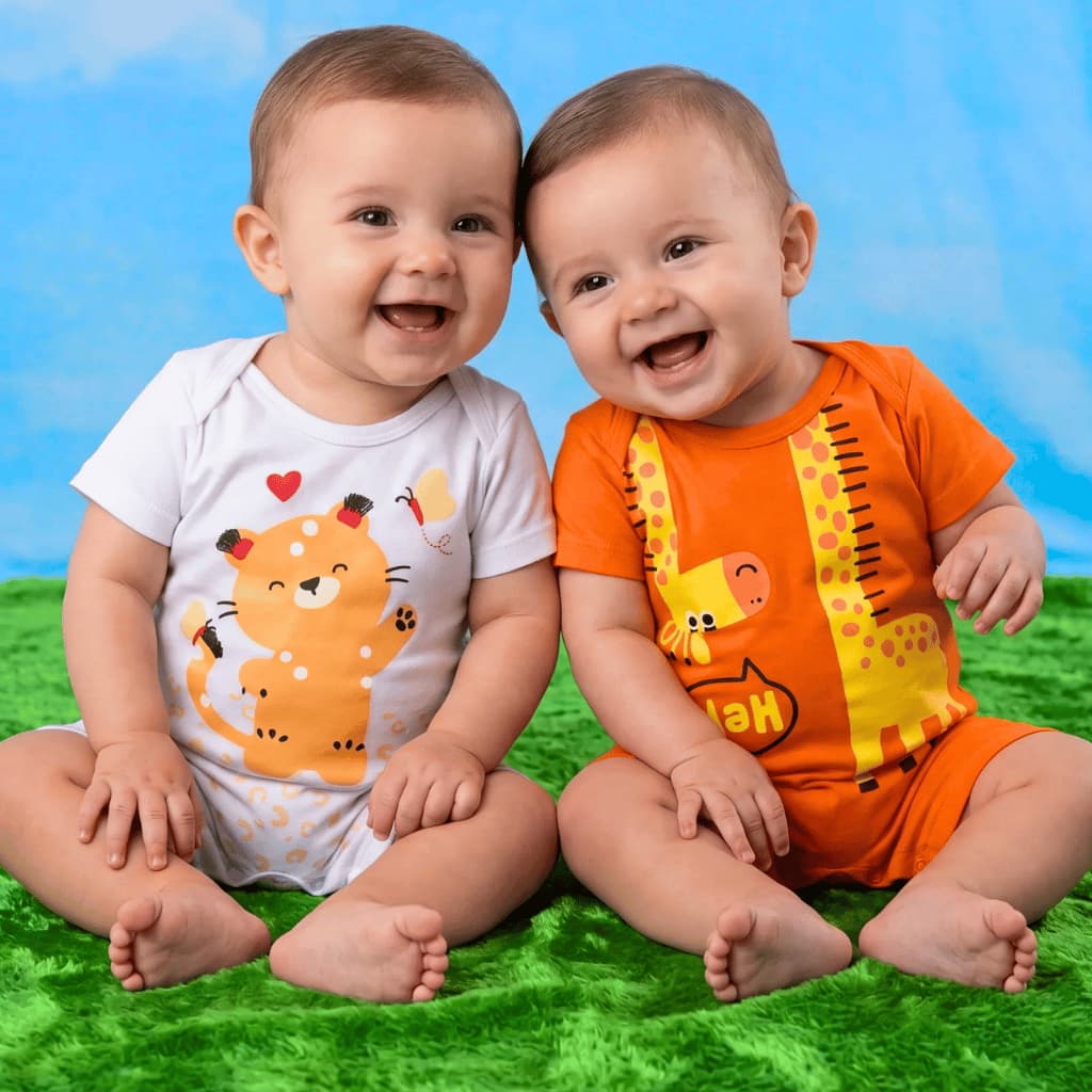 Kit 2 Macacão Bebê Infantil 100% Algodão Menino Menina Unissex Básico Super Macio e Leve Baby Bodys Enxoval Maternidade