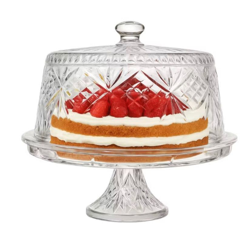 Boleira Luxxor 5 em 1 Ruvolo 30cm de Vidro com Tampa  Suporte Bolo, Doces, Saladeira, Salgados, Ponche