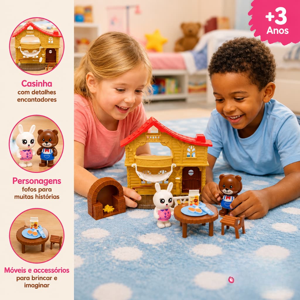 Conjunto Animais Plástico Peças Criativo Brinquedo Infantil Educativo Diversão Para menina e meninos